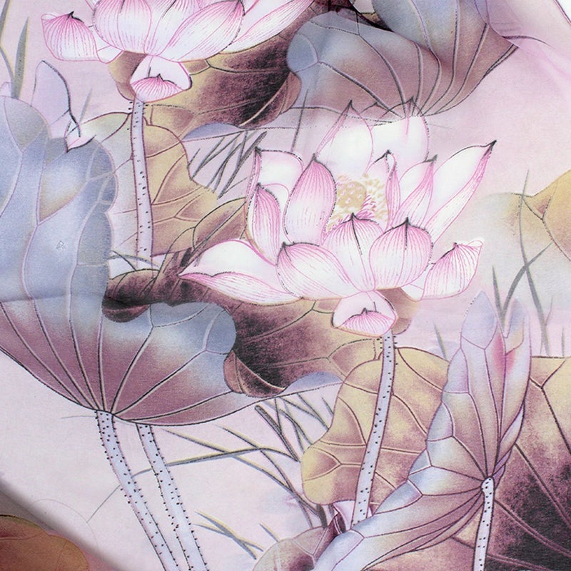 Lobagve Van Caro Sheer Chiffon Scarf Beach Shawl Elegant Lotus Sunscreen Scarf for Women (Purple) - Image 5